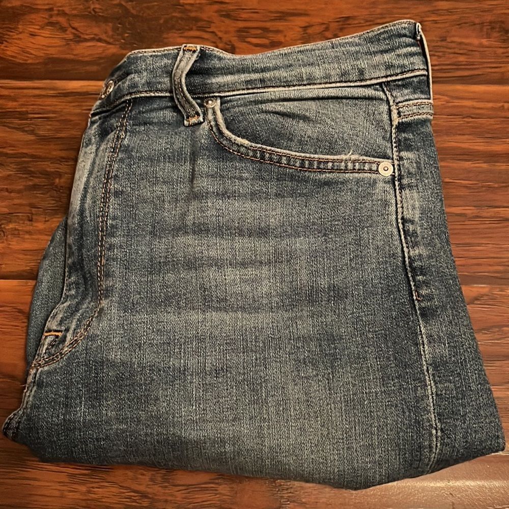 7 For All Mankind Blue Denim Distressed The High Waist Ankle Skinny Jeans Modern
